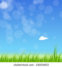 Sign with paper plane and heart vector illustration