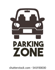 sign of parking zone with car icon over white background. vector illustration