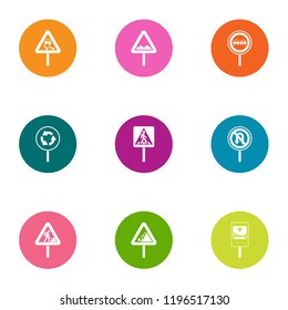 Sign path icons set. Flat set of 9 sign path vector icons for web isolated on white background