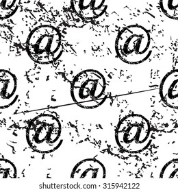 At sign pattern grunge, black image on white background