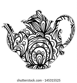 Sign pattern teapot silhouette isolated - vector