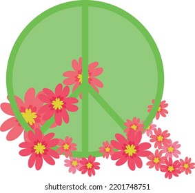 Sign of peace with flowers. Vector illustration.