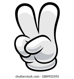 A sign peace  Gesture V sign victory peace  the hand cartoon character in glove and four fingers  Vector icon for apps  websites  T  shirts  etc   isolated white background