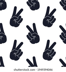 A sign peace  Gesture V victory peace sign in color  patriotic sign  seamless background