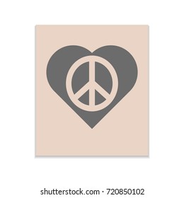 Sign of Peace Vector black icon on color sticker. Material design
