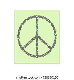 Sign of Peace  Vector black icon on color sticker. Material design