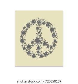 Sign of Peace  Vector black icon on color sticker. Material design