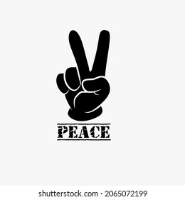 Sign of peace. Vector hand gesture of human, two fingers raised up illustration