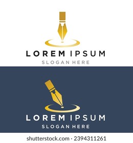 Plantilla de logotipo de la pluma de firma Ilustración del vector