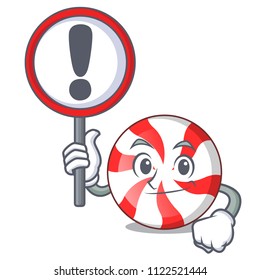 With sign peppermint candy character cartoon