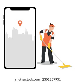 sign with a person. Cleaning. Cleaning lady