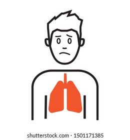 sign a person has lung pain, lung pain, vector illustration on a white background