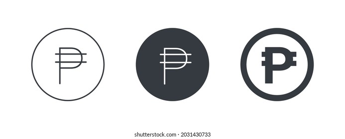 Sign of the Philippine peso. Sign of the Philippine currency. Money symbols of the world. Vector illustration