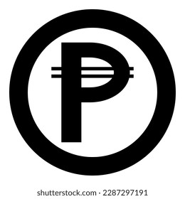 Sign of Philippine peso currency money symbol Pesos icon in circle round black color vector illustration image solid outline style