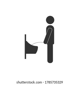  Sign Of Pissing Men. Toilet . Man Gender Icon. Restroom Wc Door Symbol. Dash Line Pee. Public Information Signs In Flat Style. Eps 10