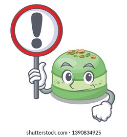 With sign pistachios cake in the saucer cartoon