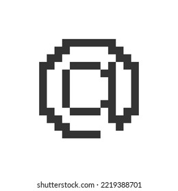 At sign pixelated ui icon. Email address. Online communication. Special ampersand symbol. Editable 8bit graphic element. Outline isolated vector user interface image for web, mobile app. Retro style