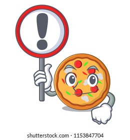 With sign pizza character cartoon style