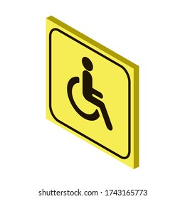 Sign place for disabled. Vector illustration in trendy Isometric style. EPS 10