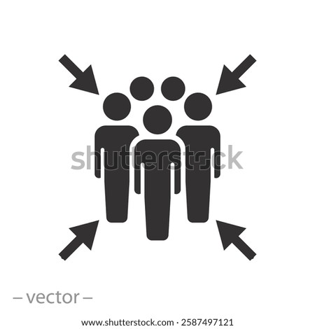 sign place evacuation, point gather people icon vector, flat symbol on white background