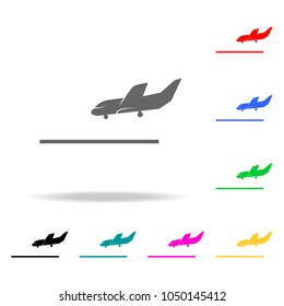 sign plane lands icon. Elements of Airport multi colored icons. Premium quality graphic design icon. Simple icon for websites, web design, mobile app, info graphics on white background