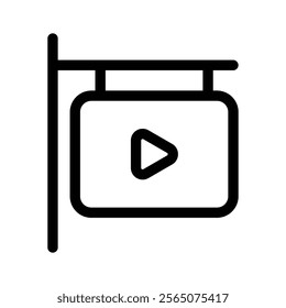 A sign with a play button representing video content or media display