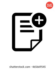 Sign plus on file Icon Flat Style Isolated Vector Illustration