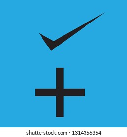 sign plus and  Right on blue background vector illustration