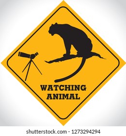 Sign point watching animal, leopard
 ,for zoo and tourism.