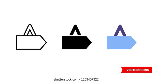 Sign pointing right icon of 3 types: color, black and white, outline. Isolated vector sign symbol.