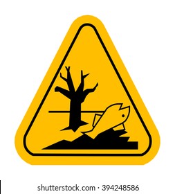 Sign Of Poisonous In Yellow Triangle. Dead Fish. Vector Illustration.