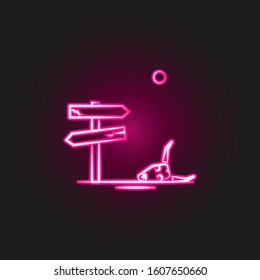 sign post, desert neon style icon. Simple thin line, outline vector of desert icons for ui and ux, website or mobile application