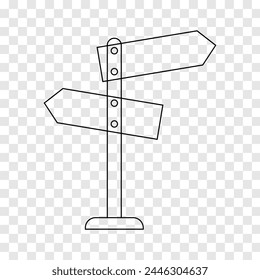 Sign post liner style icon vector, sign post vector outline icon isolated on transparent background. Sign direction. Vector illustration. Eps file 39.