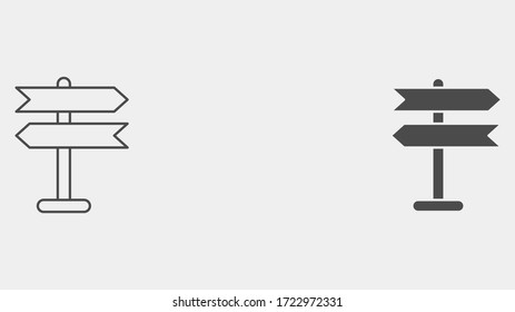 Sign post outline and filled vector icon sign symbol