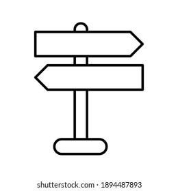 Sign post outline and filled vector icon sign symbol color editable
