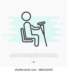 Sign of priority seat for disabled people. Thin line vector illustration.