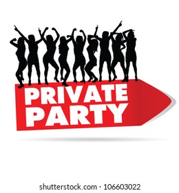 Sign For Private Party With Girl Silhouette