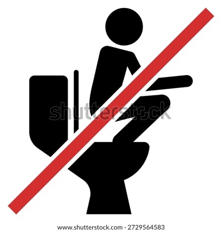 A sign to prohibit people to squat improperly on toilet