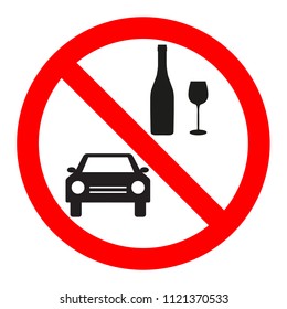 sign prohibited alcohol driving machine on white background