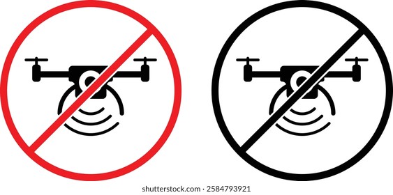 Sign for prohibited drone area. Zone forbidden for drone flight and aerial photos and video. No drones allowed here. Isolated on white background
