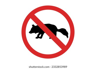 Sign of prohibited hunting on white background