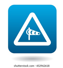 Sign is prohibited noise icon in simple style in blue square. Rules of the road symbol