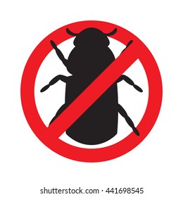 Sign prohibiting bark beetle. Vector illustration.