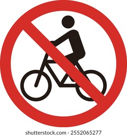 Un cartel que prohíbe las bicicletas. Ilustración de silueta simple.