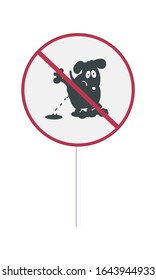 A sign prohibiting dogs from urinating. Vector illustration.