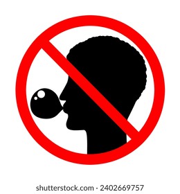 Sign Prohibiting Eating Chewing Gum. Caution Symbol Chewing Gum is Not Allowed. Vector Illustration