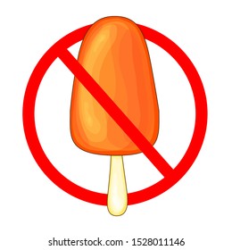 A sign prohibiting eating ice cream in the territory. Summer cartoon collection in vector