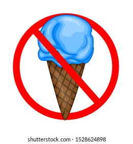 A sign prohibiting eating ice cream in the territory. Summer cartoon collection in vector