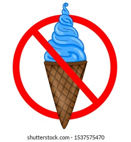 A sign prohibiting eating ice cream in the territory. Summer cartoon collection in vector
