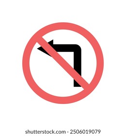 sign prohibiting left turns. isolated on white background